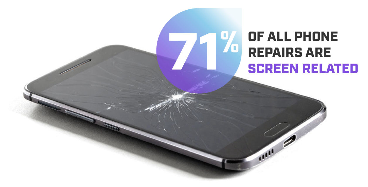 A phone with a cracked screen